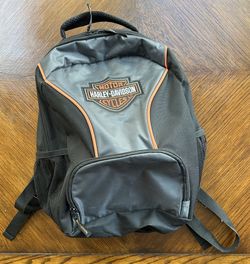 Harley-Davidson Bar & Shield Logo Patch Backpack Black Gray Orange 16”