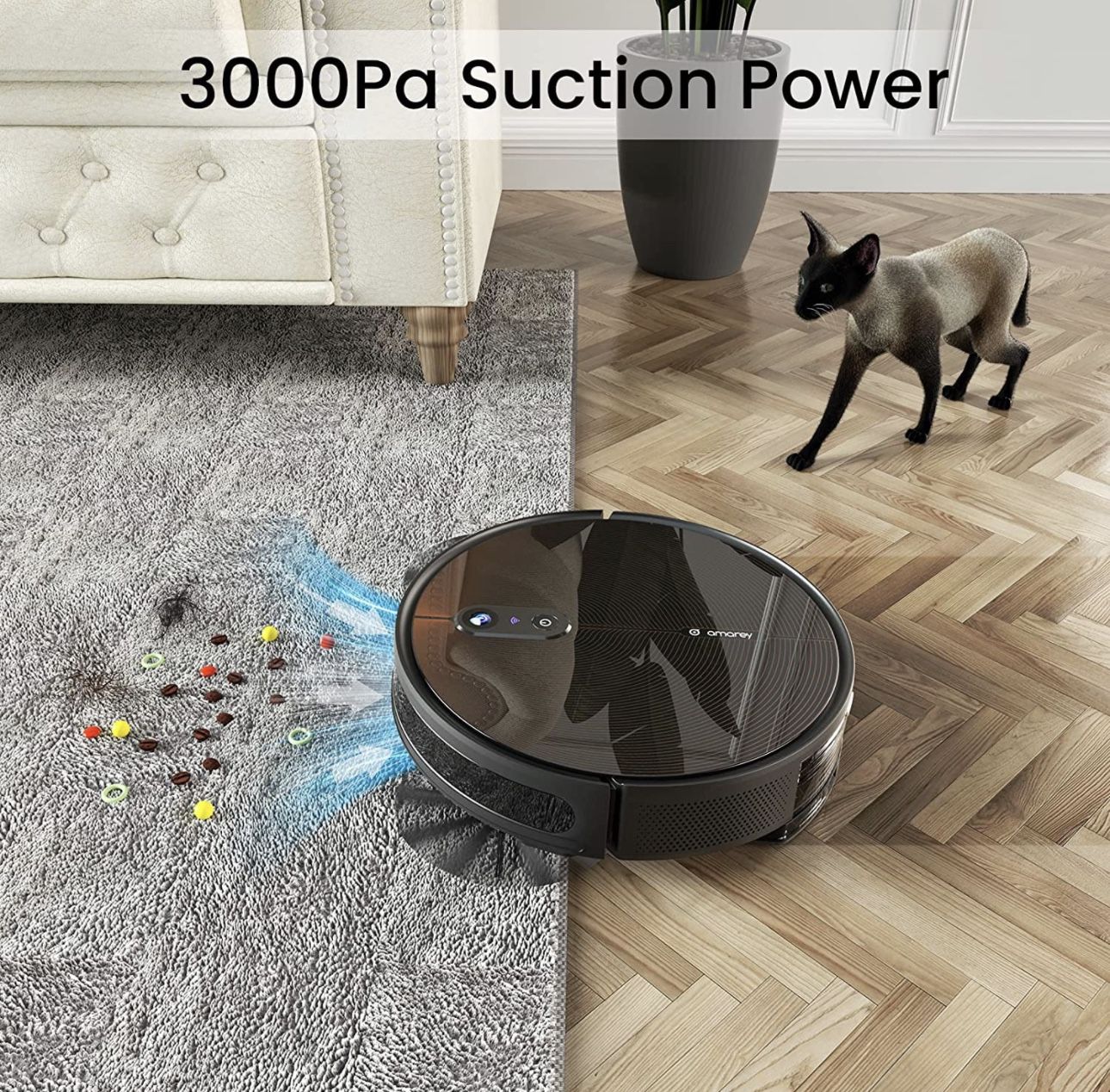 Robot Vacuum Self Emptying and Mop Combo, Robotic Vacuum Cleaner with Automatic Dirt Disposal, Visual Navigation, Smart Mapping, 3000Pa Suction, Ideal
