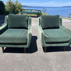 2 Article Velvet Armchairs… can deliver