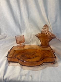 Antique plate basket and flower base