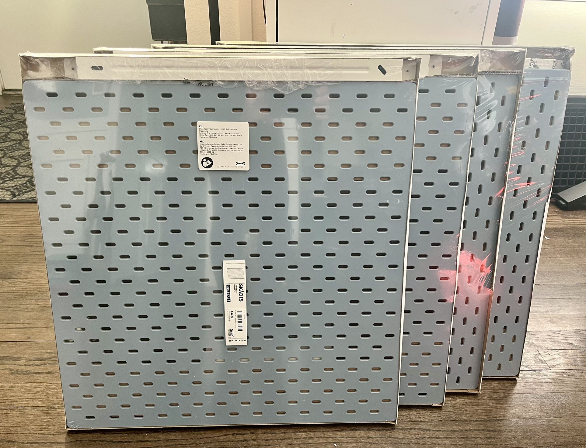 4 NEW IKEA SKADIS Light Blue Pegboard 56x56 cm (22x22 ") 004.897.12 $30 EACH