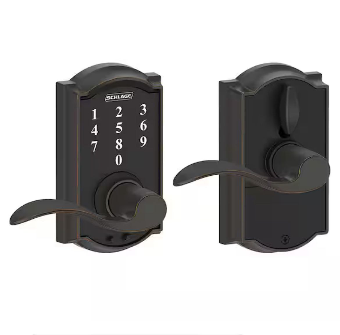 Schlage Camelot Aged Bronze Touch Keyless Touchscreen Handle=353