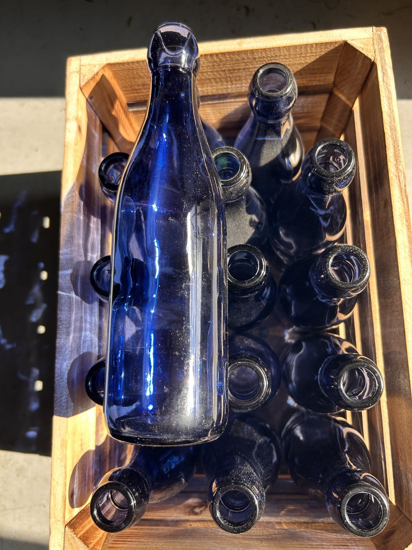 Blue Glass Bottles 28 Pcs