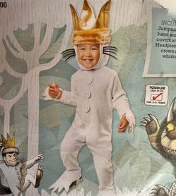 Where the wild things are max costume jumpsuit headpiece with crown & whiskers 2/3 kids 2t 3t