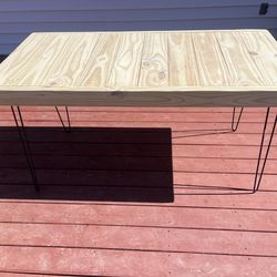 Handmade Outdoor Table – 60.5” x 30” – Pressure Treated Wood w/ Metal Legs