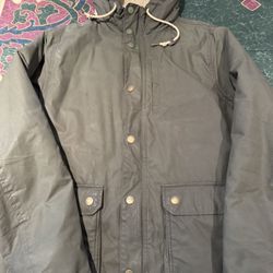 Grey and khaki Sherpa lined raincoat