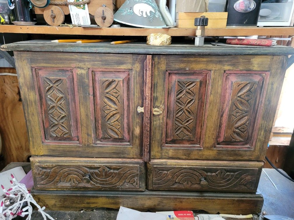 Vintage Wood Tool/Parts Storage Cabinet