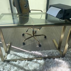 Gold Desk With Chair