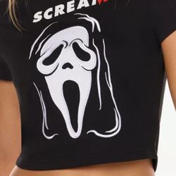 Women's Cropped T Shirt Scream Black Medium 