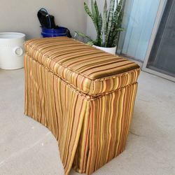 19" High Skirted Vanity Chair - Upholstered Striped Accent Bench