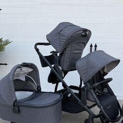 Like new Uppababy vista v2 double stroller and uppa bassinet