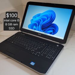 Windows 11 pro Dell laptop. Intel core i5. 8 GB ram. SSD. Delivery Available. Se Habla Español.