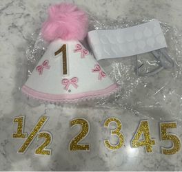 New in package Felt Birthday Party Hat With Numbers 1/2,1,2,3,4,&5