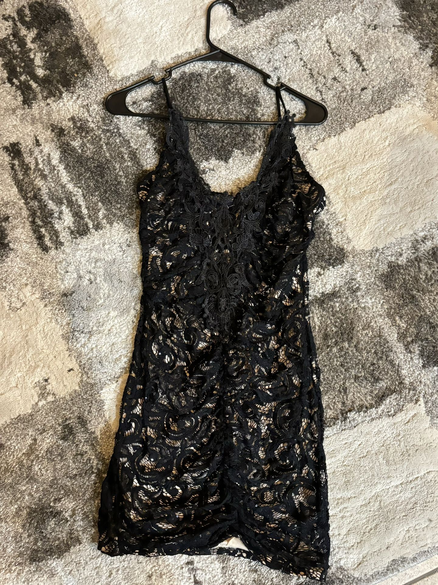 Black Sparkly Lace Dress 