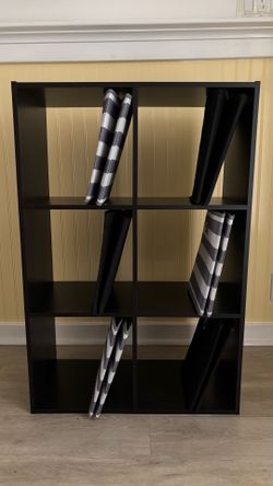 2 Black 6-Cube Storage Organizers + 12 Foldable Fabric Bins