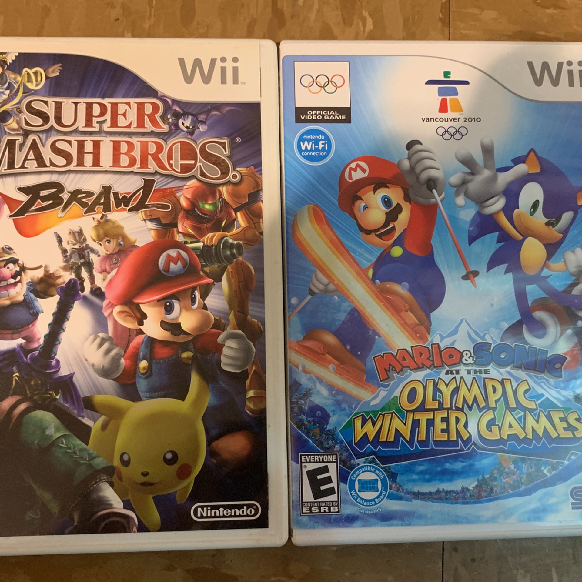 Super Smash Bros. Brawl, Mario & Sonic Olympics- 2 Games Total- Both Mint-  CIB