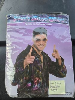 Halloween new mens multi color disco shirt