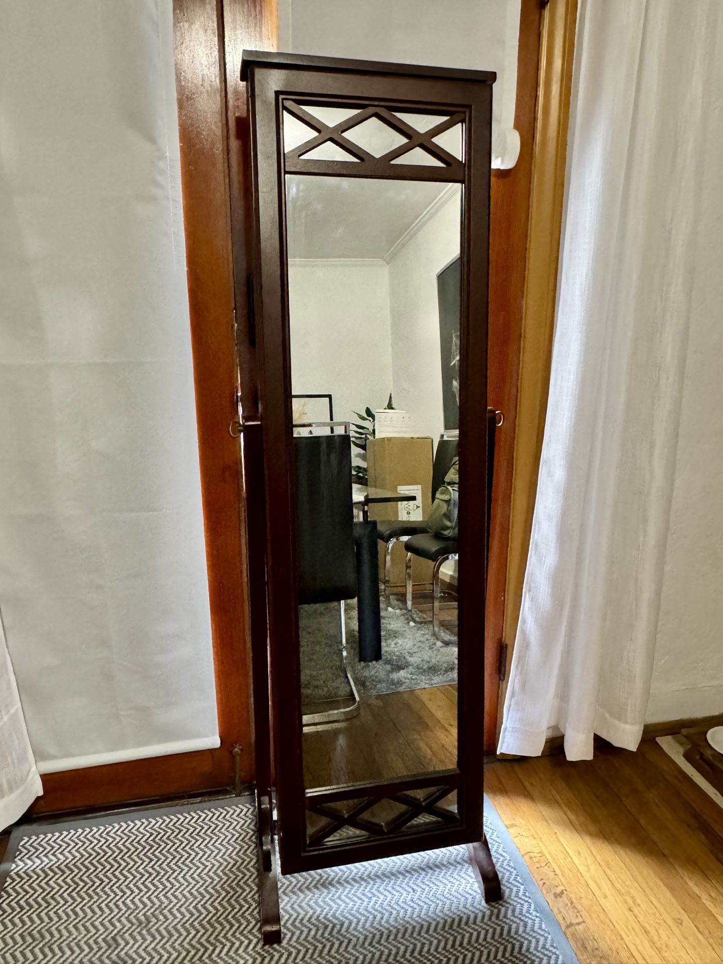 Vintage Jewelry Armoire Cabinet with Full Length Mirror