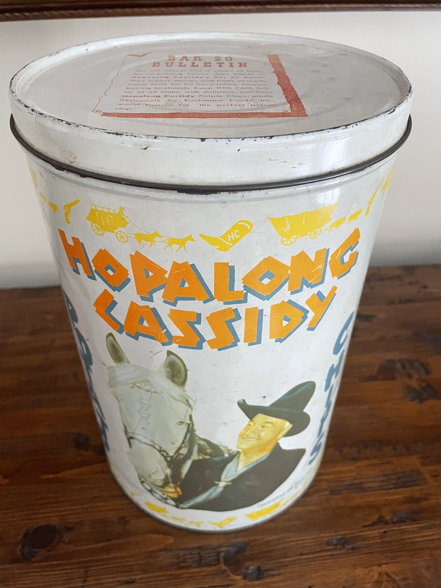 Hopalong Cassidy Potato Chips Tin Vintage