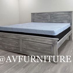 Solid Wood King Bed and Memory Foam Mattress