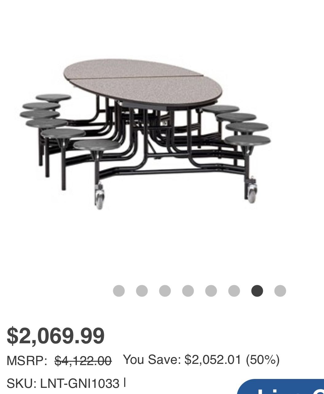 Oval Cafeteria Table Used 