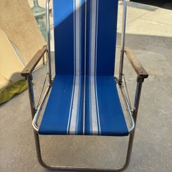 vintage Zip-Dee Blue Striped Airstream RV Folding Lawn Chairs MCM