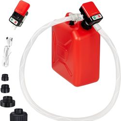 Automatic Portable Fuel Transfer Pump with Auto-Stop, 3.2 Gallon per minute, Extra Long Hose, Battery Powered and USB Type-c, 4 Can Adapters and Leak 