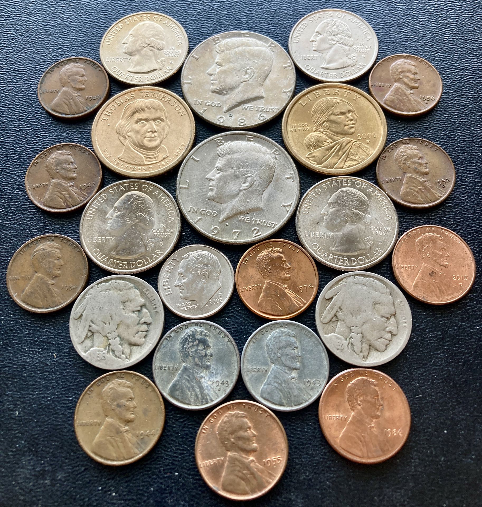 22 Coins Kennedy Half Dollar Buffalo 🦬 Nickel Instant Big Starter Coin Collection Dollar Coins Cent Wheat Pennies 