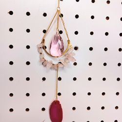 ● Pink Crystals Suncatcher- Rose Quartz & Agate
