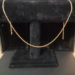 Ladies 925 Sterling Silver Gold Plated Curb Flat Chain Necklace 22"