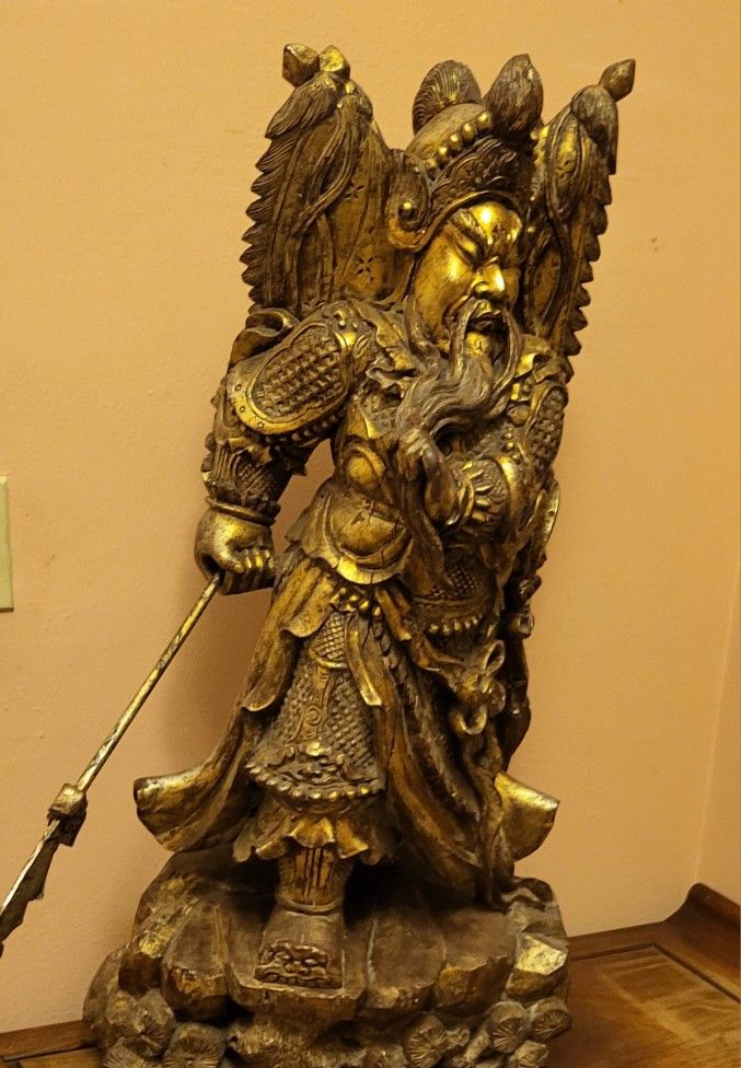 Antique One Of A Kind Statue Of Guan Gong Warrior Obo