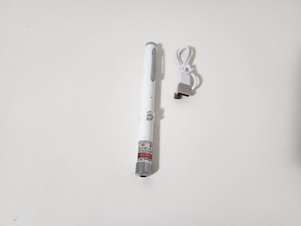 650nm 5mw Green L. Beam Single-point L. Pointer Pen with USB Cable White