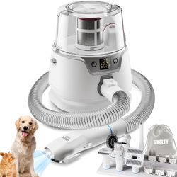 Pet Grooming Vacuum,Dog Grooming Kit with 6 Pet Grooming Tools Pet Hair Vacuum with Dog Hair Clipper Low Noise Dog Hair Dryer Pet Hair Remover for Dog