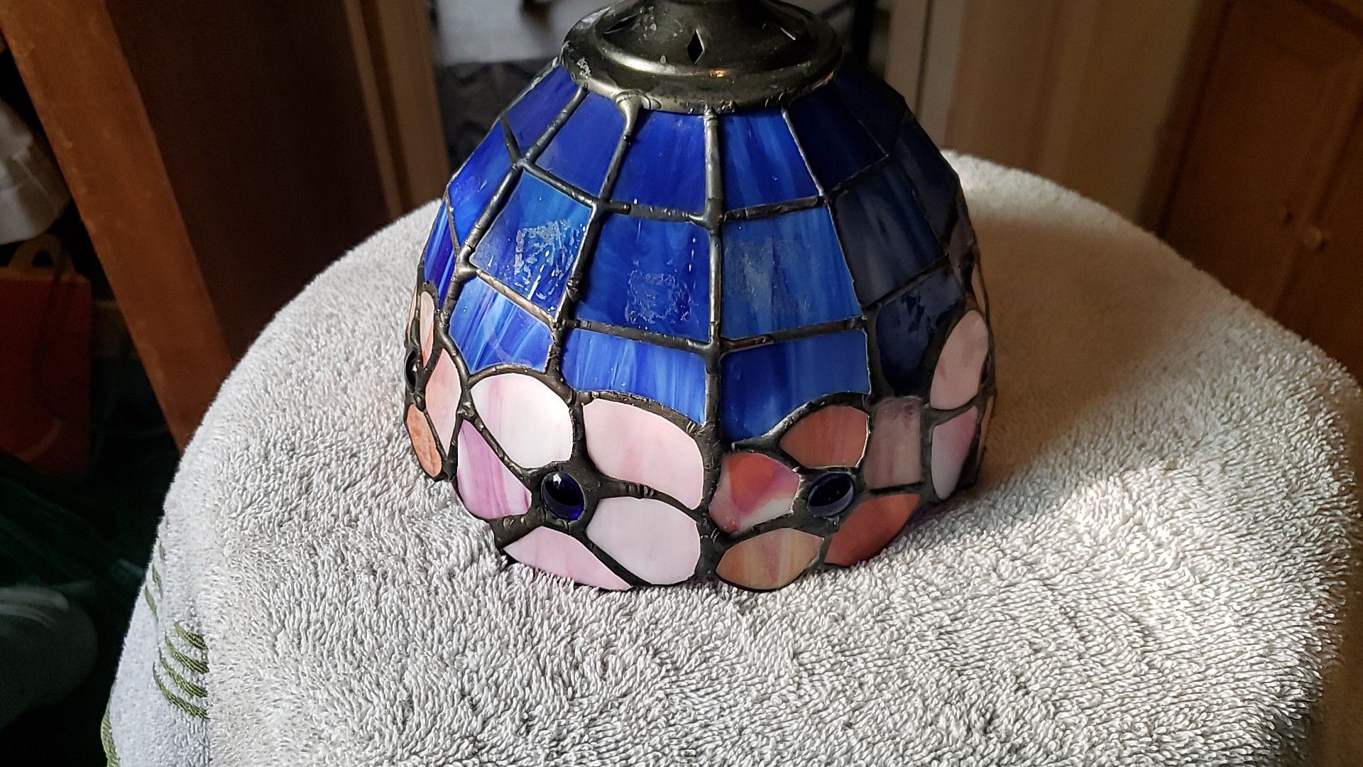 Blue & Pink Stain glass lamp shade