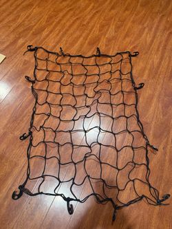 AUTO 22"x38" Black Latex Bungee Cargo Net Strech to 44"x76", 2"X2" Mesh Luggage Netting with Small Mesh and 12 Adjustable Plastic Hooks for Rooftop Ca