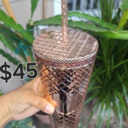 Starbucks Rose Gold Jeweled Tumbler 