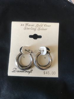 Silver Earrings 24karate gold over sterling silver $20