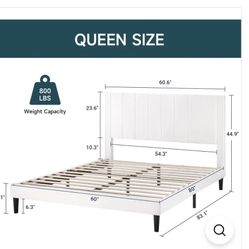 Upholstered Bed Frame with Tufted Headboard-Queen
