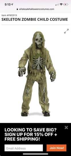 Green zombie boy costume size small 4-6