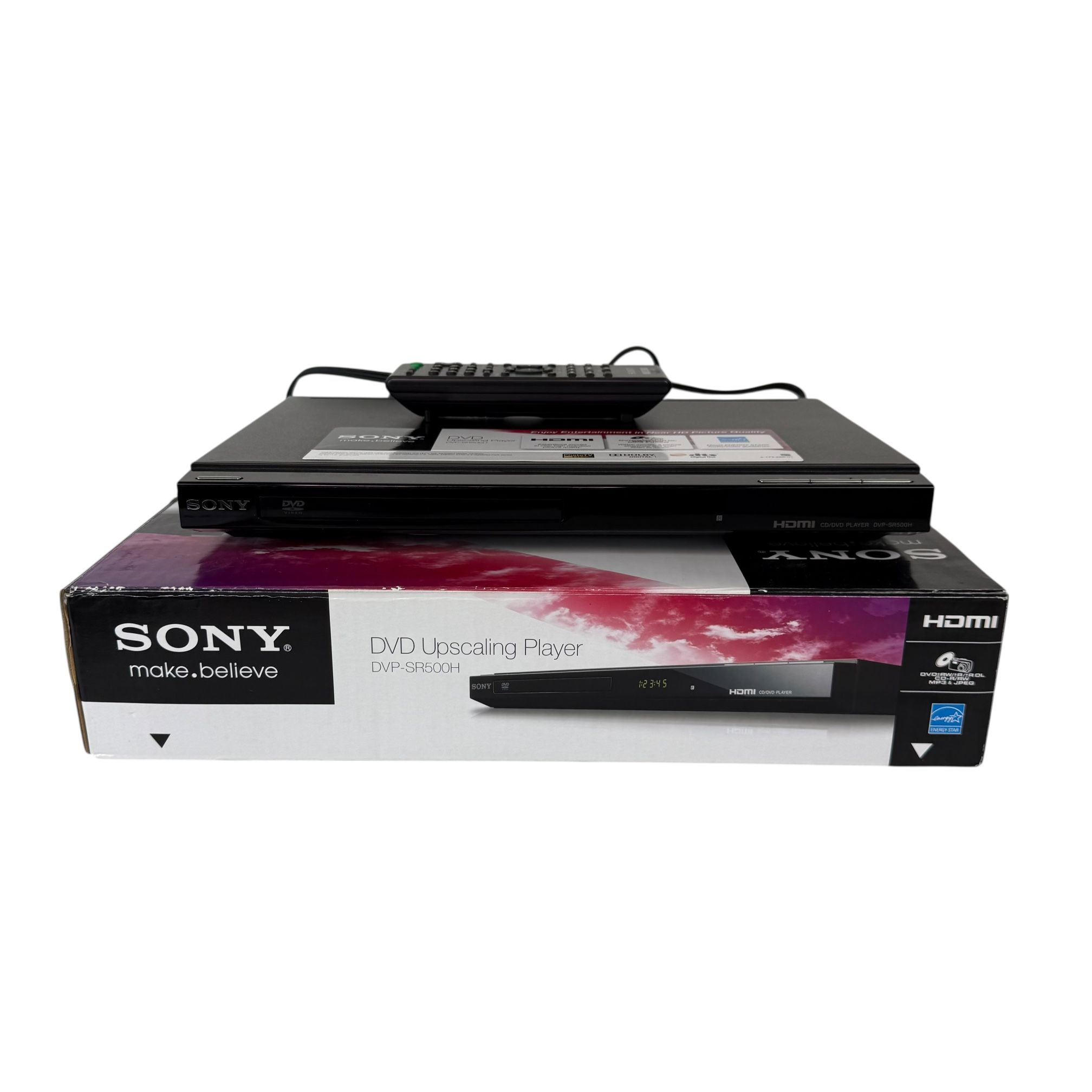 Sony DVP-SR500H DVD Player 1080p HDMI Upscaling Slim Design with Box - TESTED