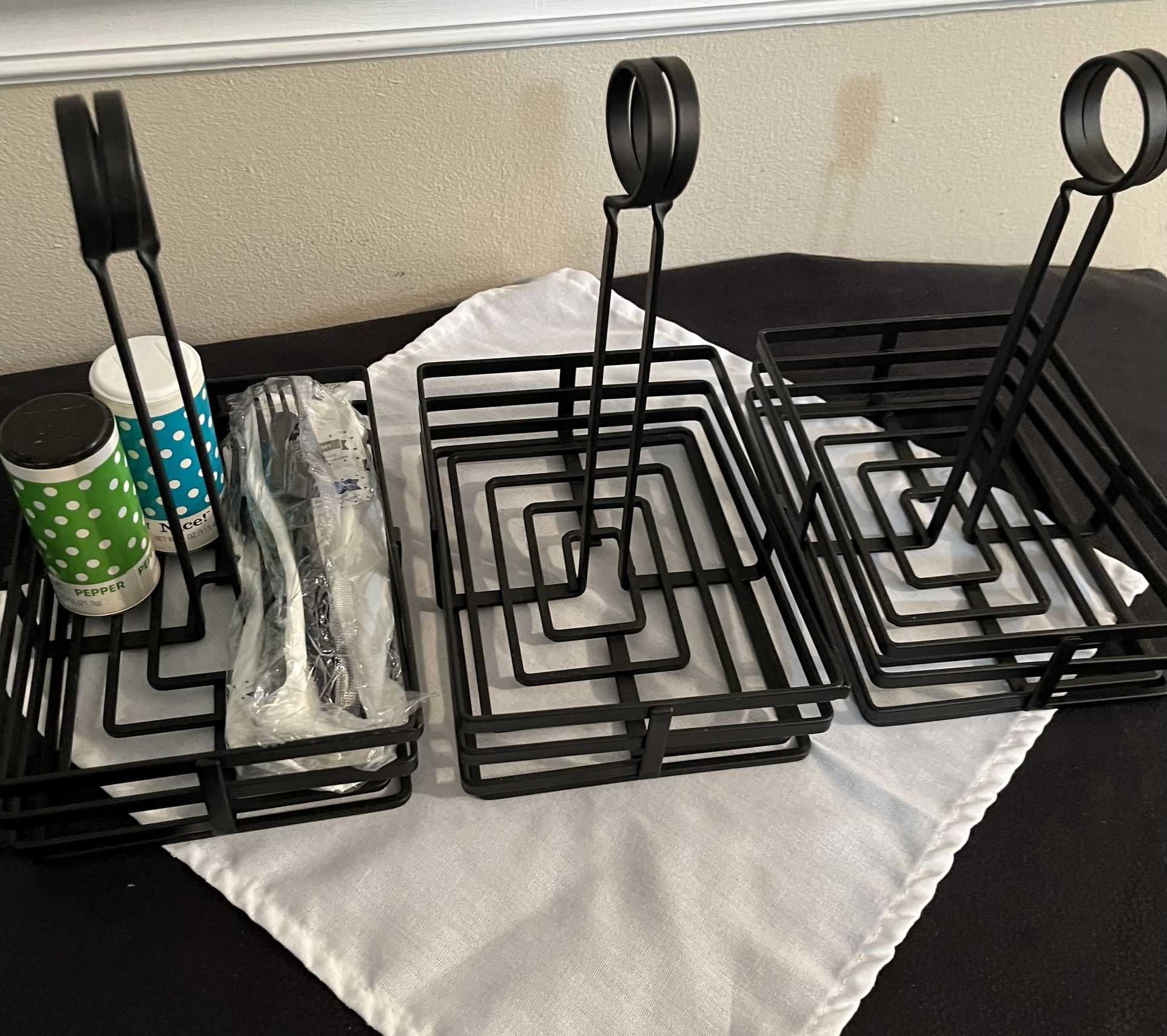 “THREE” AMERICAN METAL CRAFT 8” CONDIMENT BASKET