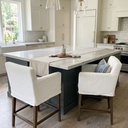 Set Of 2 MY BOATHHOUSE BAR HEIGHT SLIPCOVERED STOOLS