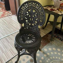 VINTAGE ORNATE BLACK VICTORIAN GOTH GOTHIC WHITE LACE BOW DRESSING TABLE SEAT VANITY CHAIR