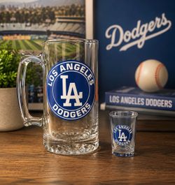 Dodger custom beer mug and shot glass ( Father’s Day)