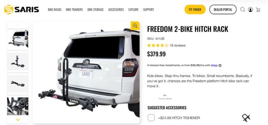 Bike Rack - Saris Freedom 2-bike hitch rack