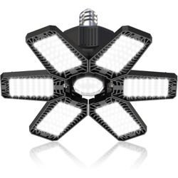 LED Garage Light 1 Pack - 180W 18000LM Garage Lights Ceiling Led with 6 Adjustable Panels, 6500K Daylight Deformable Lighting Screw In E26 E27 Bulb So