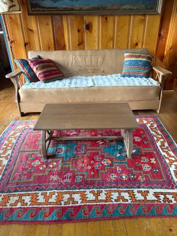 Vintage wagon wheel couch and chairs