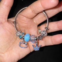 Blue Hello Kitty Bangle Bracelet 