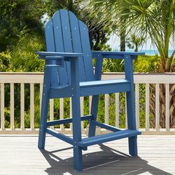 Tall Adirondack Chair. Recycled Poly Adirondack Chair Bar stools. Navy blue