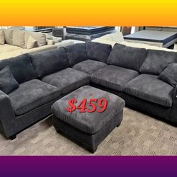 Black Sectional Sofa With Ottoman